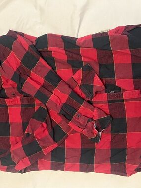 Men's Red and Black Buffalo Plaid Button-Down Shirt